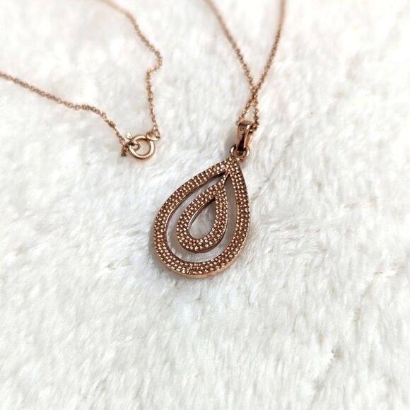 NWT Rose Gold Plated over Sterling Silver Swarovski Crystal Teardrop Necklace - Picture 2 of 15